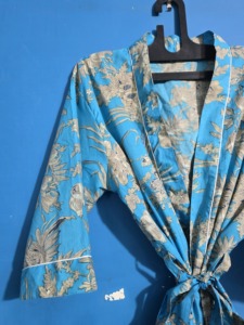 Elegante Kimono de Dormir con Estampado Floral para Mujer, Traje de Noche para Damas de Honor, Vestido Indio - Túnicas Estampadas 100% Algodón Orgánico para Verano - Product Image 5