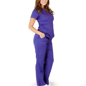 Ensemble de tenue médicale de maternité pour femme, violet, à manches courtes, col en V, uniforme d'allaitement, tenue de travail pour hôpital, haut et pantalon, coupe ajustée, vêtements de spa - Product Image 5