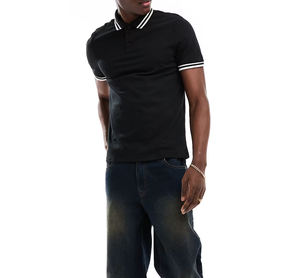 Nouveau design, polos décontractés pour hommes, séchage rapide, 100% coton, couleur unie, polo de golf pour hommes, couleur noire, manches courtes, été - Product Image 6