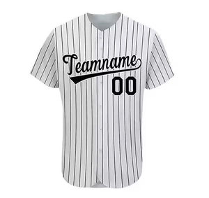 Custom Baseball Jersey Unisex Short Sleeve Striped V-Neck Moisture-Wicking Polyester Adult All Seasons Teamwear 3D Pattern - Product Image 1