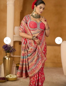 KV Printed Traditional <b>Silk</b> Saree (<b>Red</b>) for Party - Product Image 5