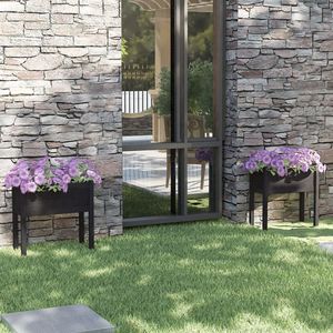 Juego de 2 Macetas de Jardín Negras de Madera de Pino Maciza, Elegantes Macetas para Flores y Plantas - Product Image 1