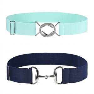 Ceinture élastique de haute qualité en nylon noir et gris avec boucle de type mors de cheval - Product Image 3