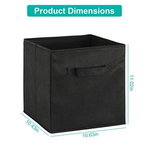 2 Sets of Black Foldable Cube <b>Basket</b> Shelves Non-Woven Fabric <b>Storage</b> Bin Handle <b>for</b> Closet Living Room Bedroom Organization - Product Image 5