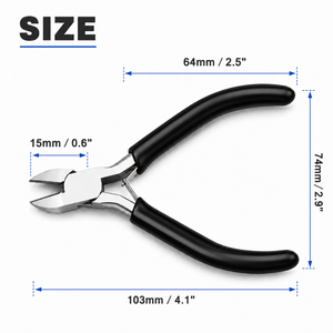 Mini-cisaille de précision à manche noir pour la fabrication de bijoux, pince coupante diagonale en acier durable, outil artisanal - Product Image 3