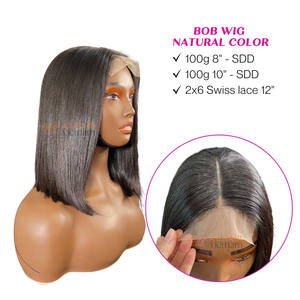 Pelucas Bob 2x6 de Alta Calidad al por Mayor, Cabello Humano Virgen Remy Super Double Drawn, Pelucas con Cierre Kim K y Frente de Encaje HD - Product Image 2