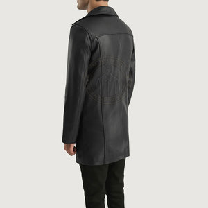 Manteau trench élégant pour homme en cuir véritable de qualité supérieure, tissu léger et écologique, construction durable, allure élégante - Product Image 3