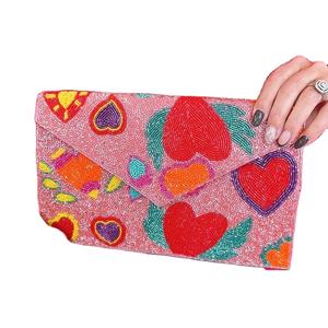 Bolsos de Mano Bordados con Cuentas de Diseño, con Cierre de Cremallera o Magnético, Arte Tribal, Bolsos de Mano Bordados con Cuentas - Product Image 5