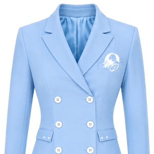 Blazer Azul Cielo Personalizado para Mujer, Corte Entallado, Doble Botonadura, Manga Larga, Traje Formal de Oficina, Chaqueta de Negocios con Pecho Personalizado - Product Image 3