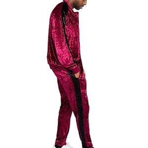 Velour Tracksuit <b>Men</b> Two Piece <b>Velvet</b> <b>Jacket</b> and Pants Set - Product Image 2