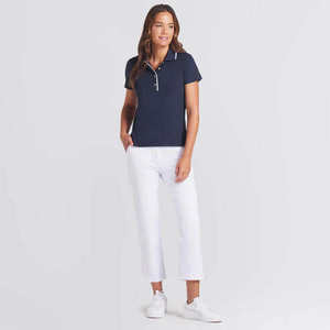 Chemises polo respirantes pour femmes, manches courtes, coupe ajustée, bordure contrastée, coton piqué, décontractées, pour le golf, le tennis, uniformes d'équipe, hauts, t-shirts - Product Image 2
