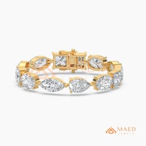 Gold Pear Shape Bezel Moissanite Tennis <b>Bracelet</b> Secure Clasp Daily Wear Fashion Jewelry Gift For Women And <b>Men</b> Sparkle Comfort - Product Image 6