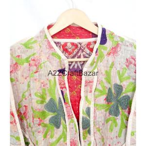 Indian Cotton Hand Block Print Vintage Kantha <b>Jackets</b> <b>Patch</b> Work Pure Cotton Women Winter <b>Jackets</b> - Product Image 2