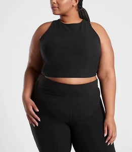 Top de Yoga Personalizado con Logotipo, Nuevo, Liso, Talla Grande, al por Mayor, Top Corto Acanalado sin Mangas para Mujer, para Gimnasio, Correr, Entrenamiento - Product Image 5