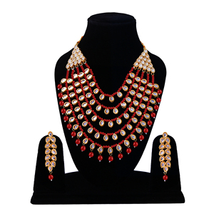 Indian Stylish Layered Pearl Rani Haar Long Kundan Necklace Zircon Alloy Jewellery Set Wedding Engagement Party Gift Hiphop Gold - Product Image 1