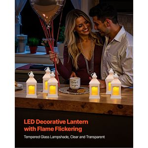 12 Pezzi # Controllo a pulsanti #   Lanterne a Candela LED Senza Fiamma in Plastica e Vetro per Interni/Esterni da Appendere a Parete - Product Image 2
