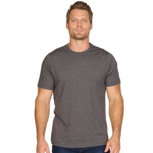 Camiseta de Manga Corta para Hombre, Cuello Redondo, Color Gris Jaspeado, Corte Regular, Tejido de Punto - Product Image 1