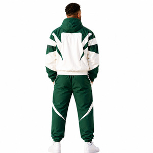 Ensemble survêtement coupe-vent léger pour homme : sweats à capuche zippés personnalisés et pantalons de survêtement en nylon - Product Image 2