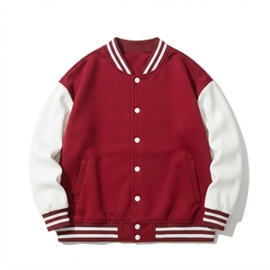 <b>Men's</b> Trendy Two Tone Varsity Bomber <b>Jacket</b> Casual <b>Baseball</b> Style Outerwear Waterproof Windproof Polyester/Cotton Ribbed Trim - Product Image 1