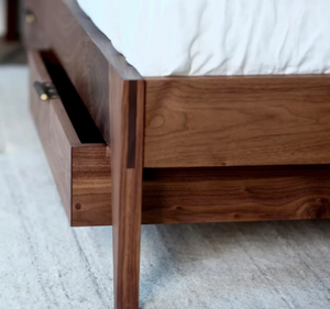 Base de Cama King Size Moderna de Madera de Teca Sólida con Cajones de Almacenamiento, Perfil Bajo, Estilo Escandinavo Minimalista para Dormitorio, 3 Años de Garantía - Product Image 4