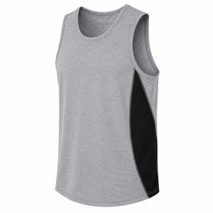 Débardeur sans manches gris pour homme HMA Sports Apparels, col rond, coupe sportive, tricoté en polyester respirant, couleur unie, vêtements de sport - Product Image 3