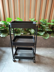 4 Wheel metal Multi-tier Salon Trolley Lumetal Storage Holders & Racks Floor Type Living Room Non-folding Three-layer 46x30x77cm - Product Image 4