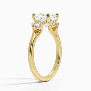 Anillo de Compromiso de Lujo con Tres Diamantes Cultivados en Laboratorio, Corte Cojín, para Mujer, Oro Amarillo, Rosa y Blanco de 14K y 18K, para Uso Diario - Product Image 2