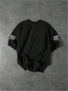 Wholesale Loose Fit <b>Men's</b> T-Shirts <b>Shorts</b> Sets Customized Summer High Quality Knitted Polyester/Cotton Breathable Street Style - Product Image 2