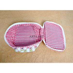 New Arrival Wholesale Handcrafted Striped Eco-Friendly Pure Cotton Vanity Set Traveling Makeup Bag Cosmetic Organizer - Product Image 5