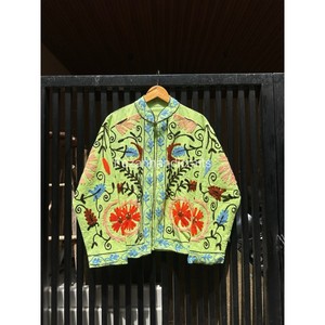Light Green Cotton Embroidered Jacket Mandarin Collar Full Sleeve Floral Pattern Handmade <b>Spring</b> Wear <b>Women's</b> - Product Image 2