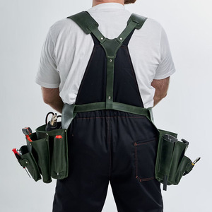 Ceinture porte-outils en cuir premium avec plusieurs compartiments, boucle pour marteau, quincaillerie durable, ajustement confortable, en vente - Product Image 2