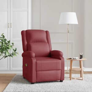 Fauteuil de massage standard réglable en similicuir rouge vin avec appuie-tête - Product Image 1
