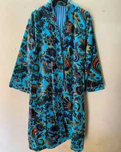 Robe longue élégante en velours thermique de coton éco-responsable de qualité supérieure, brodée, style Suzani, kimono ouzbek, veste bohème - Product Image 6
