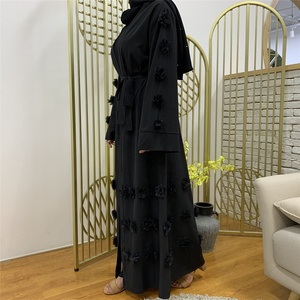 2023 Dubai Open Abaya for Women Satin Lined Eid Ramadan <b>Kaftan</b> with Embroidery Hijab Dress From World Islam Robe Caftan Style - Product Image 4