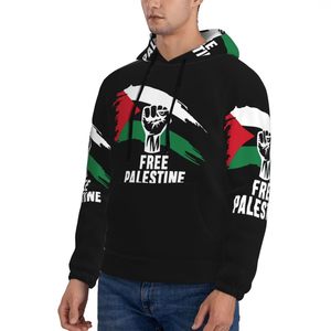 Sweat-shirt à capuche Free Palestine pour homme, noir, imprimé par sublimation, coupe décontractée, en polyester tricoté, pour l'automne - Product Image 2
