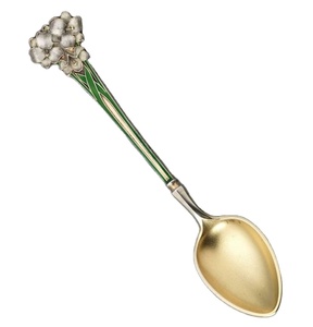 Cuillère décorative en laiton plaqué argent avec un élégant manche floral pour une restauration et une présentation de luxe pour les fêtes à domicile, cadeau, vaisselle - Product Image 3