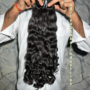 Extensions naturelles de cheveux humains indiens en vrac de qualité Remy, alignées sur les cuticules, non traitées, style vague, couleur originale - Product Image 2