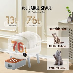 Lettiera Intelligente per Gatti da 76L con Rimozione Odori, Lettiera Automatica XL Autopulente, Ampio Spazio, Sacchetti per Rifiuti per Animali Domestici - Product Image 5