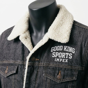 Top Trendy <b>Men's</b> Denim <b>Sherpa</b> <b>Jacket</b> with Stand Collar 100% Cotton Custom Front Zipper Closure - Product Image 4