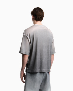 T-shirt à manches courtes pour homme, coupe ample, dégradé de couleurs, tricoté, respirant, col rond, design uni, gris - Product Image 4