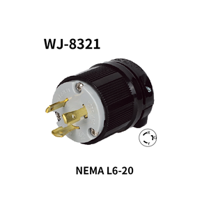 Prise de verrouillage Hubbell compatible WJ-8321 à 3 prises NEMA L6-20 avec verrouillage par torsion pour systèmes CVC industriels, certifiée CUL REACH - Product Image 1