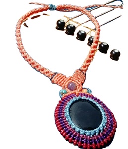 Unique Macrame Necklace for Ladies and Girls Handmade Gemstone <b>Pendant</b> Labradorite Choker, <b>Moonstone</b> Pearl Necklace - Product Image 1