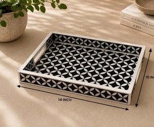 Bandeja Decorativa Artesanal Premium con Incrustaciones de Hueso para Organización de Baño y Dormitorio, Hecha a Mano - Product Image 4