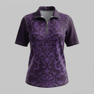เสื้อยืดแขนสั้นลำลองสำหรับผู้หญิง Ostriya Intl ลาย Argyle แห้งเร็ว ผลิตจากโพลีเอสเตอร์ 100% พิมพ์ลายด้วยเทคนิค Heat-Transfer - Product Image 2
