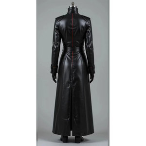 Gabardina Larga Gótica de Cuero Sintético para Mujer, Negra, Estilo Steampunk, Cosplay, Tendencia 2026 - Product Image 2