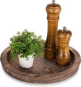 Rustic Wooden Serving Tray Round <b>Coffee</b> <b>Table</b> Decorative Candle Holder Base <b>Small</b> Wooden for Home Decor - Product Image 1