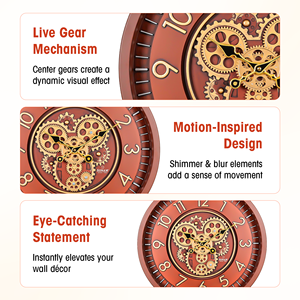 Nuevo reloj de pared giratorio/con dígitos en movimiento, con engranajes reales, para oficina, con números grandes, para decoración de sala de estar. - Product Image 2