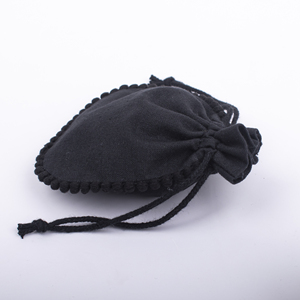 Custom Logo Cotton <b>Drawstring</b> <b>Pouch</b> Black Jewelry Packaging Bag With Pom Pom Trim Hot Stamping Printing Accessories - Product Image 2