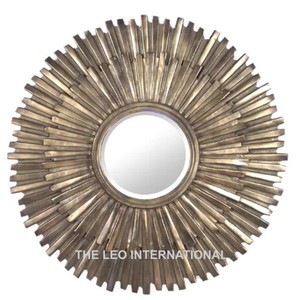 Iron Wire Golden Metal <b>Frame</b> Sunburst Design Decorative Elegant Wall Mirror <b>Large</b> Size Art Home Decor Accessories Mirrors - Product Image 5