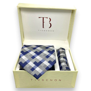 Conjunto de Corbata de Diseño a Cuadros Grises |   Corbata y Pañuelo de Bolsillo Premium para Hombre, para Oficina, Bodas y Eventos |   Elegante Regalo de Moda - Product Image 2